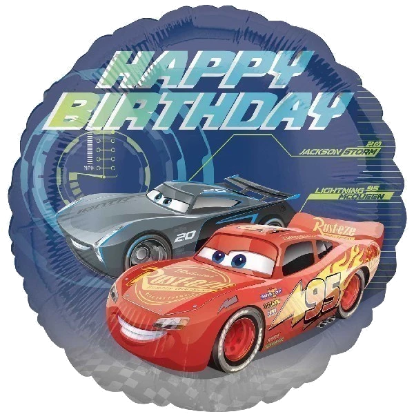 18In Cars 3 Happy Bday Foil Balloon