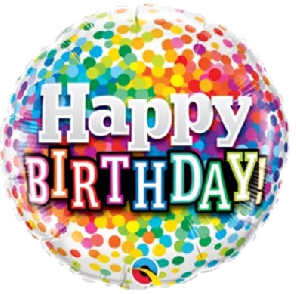 18IN BIRTHDAY RAINBOW CONFETTI FOIL BALLOON