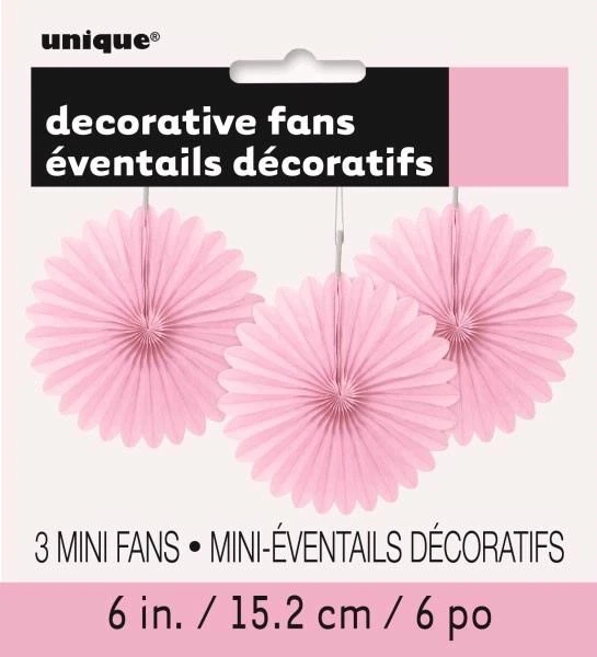 (3) 6In Lovely Pink Decorative Fan