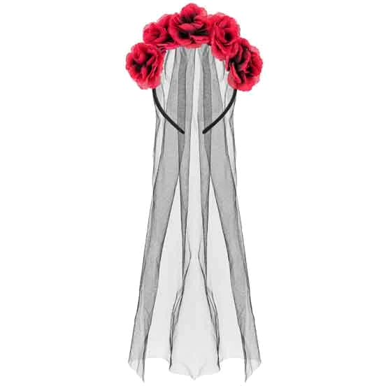 Headband With Veil And Roses