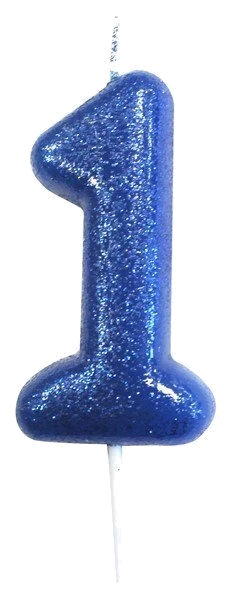 No. 1 Blue Glitter Pick Candle