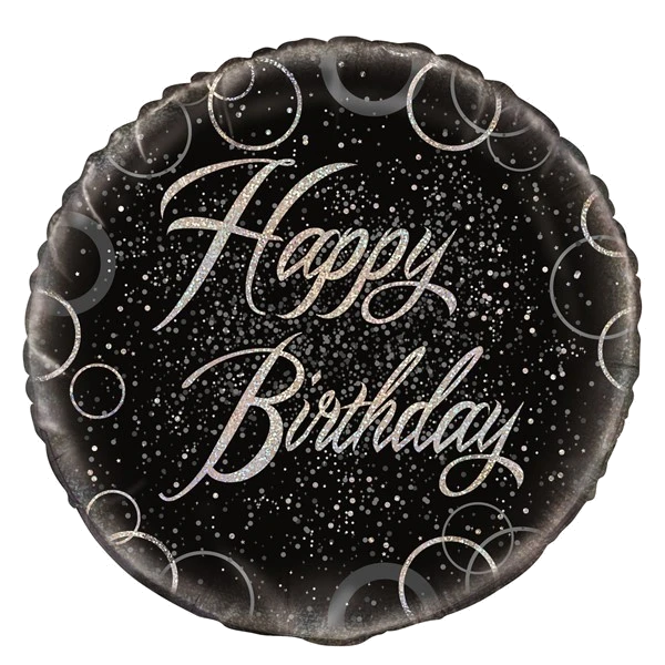 18IN BLACK PRISMATIC B/DAY FOIL BALLOON