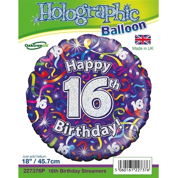 18In 16Th Bday Streamers Holo Foil