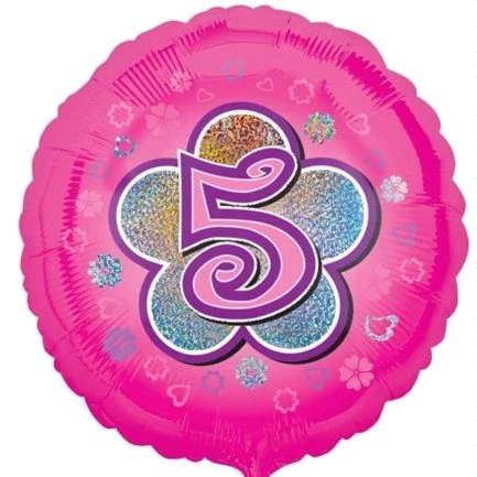 18In 5Th Birthday Pink Flowers Foil