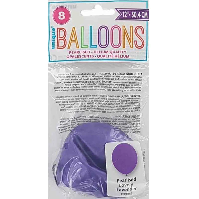 (8) 12In Lavendar Pearlised Balloons