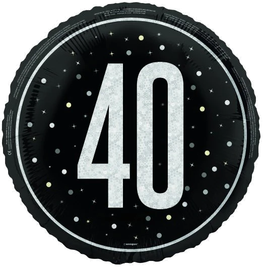 40Th Black Silver Spot Balloon