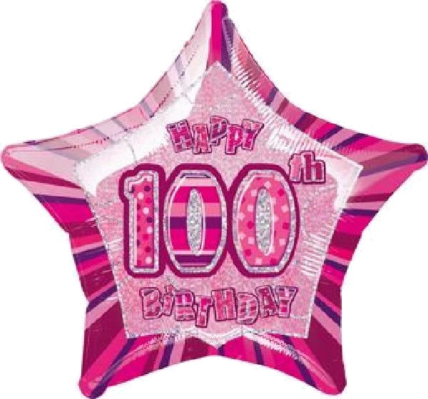 PINK GLITZ 100TH 20IN FOIL BALLOON