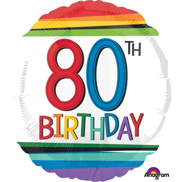 RAINBOW 80TH BIRTHDAY FOIL BALLOON