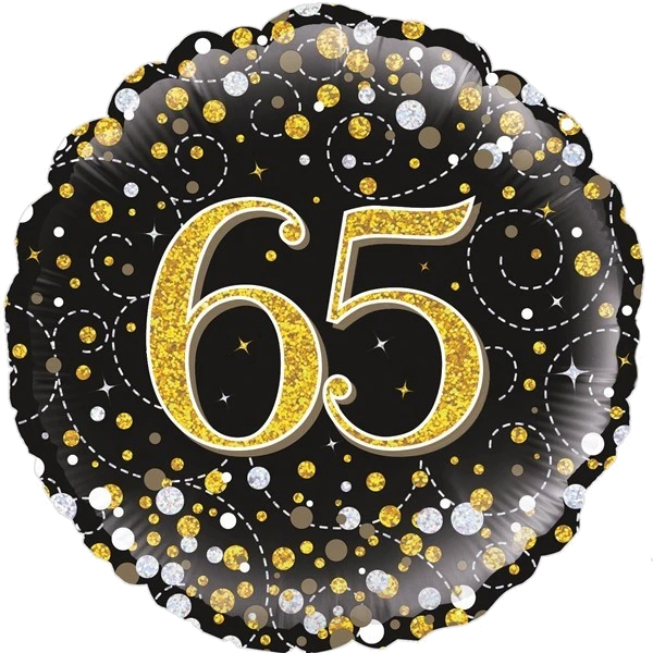 65TH SPARKLING FIZZ BLACK AND GOLD FOIL