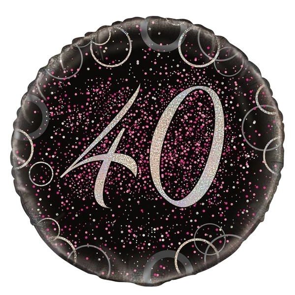 18IN PINK PRISMATIC 40TH FOIL BALLOON