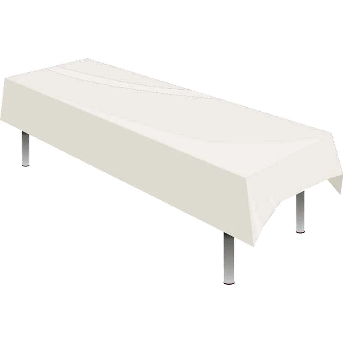 WHITE PLASTIC TABLECOVER