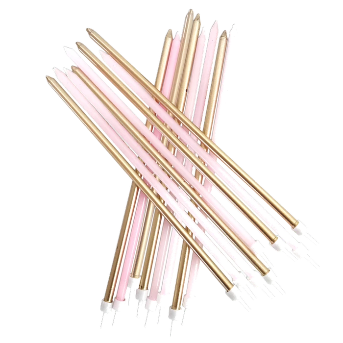 (16) 18Cm Met. Pastel Pink Tall Candles