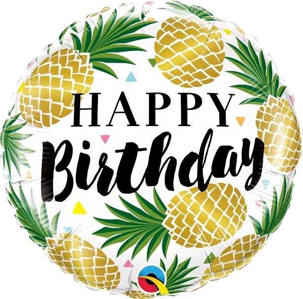 18IN B/DAY GOLDEN PINEAPPLES FOIL BALLOON