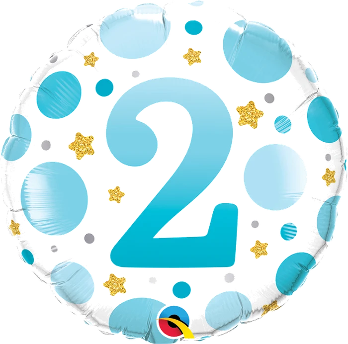 18In Age 2 Blue Dots Foil Balloon