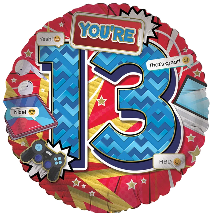 18In Age 13 Male Foil Balloon