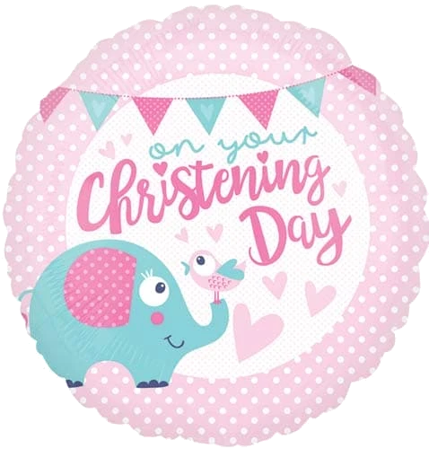 18In Christening Day Pink Foil