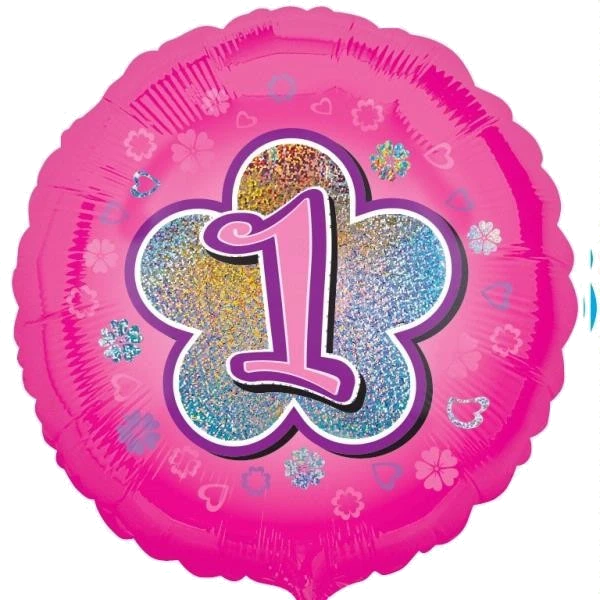 1ST BIRTHDAY PINK FLOWERS 18IN FOIL BALLOON