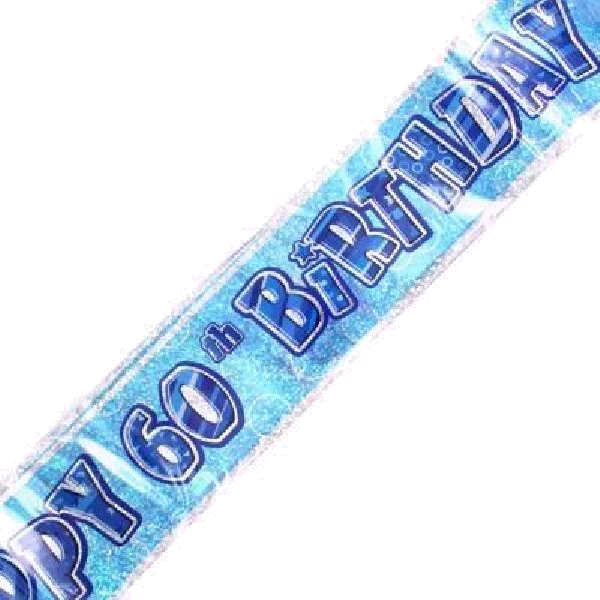 9FT BLUE GLITZ 60TH FOIL BANNER