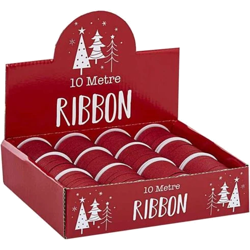 10m RED GLITTER RIBBON 12S