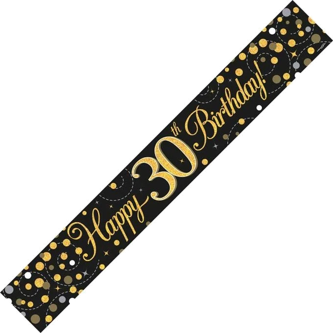 9Ft Black & Gold 30Th Banner