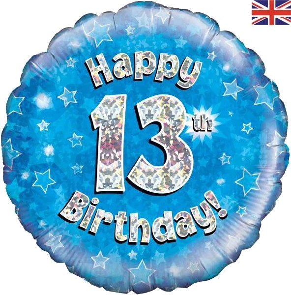 18In Happy 13Th Bday Blue Foil