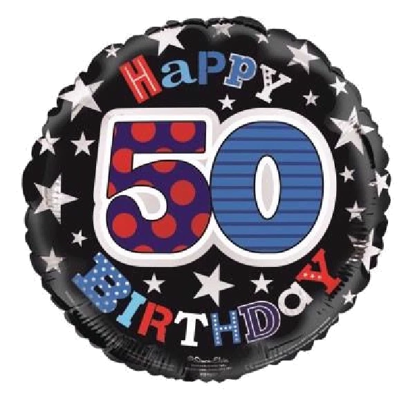50TH B/DAY MALE 18IN FOIL BALLOON