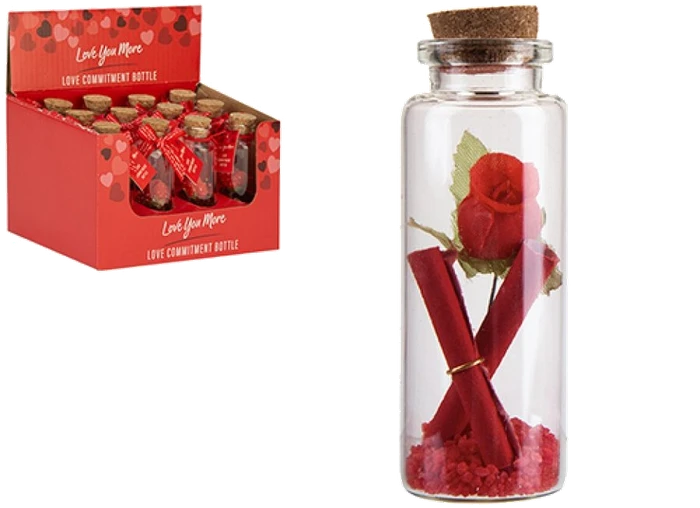 Valentines Mini Love Commitment Glass Bottle Pk12