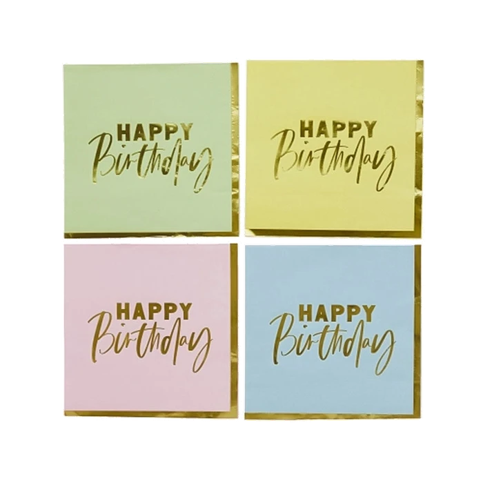 16Pk Pastel Happy Birthday Paper Napkins