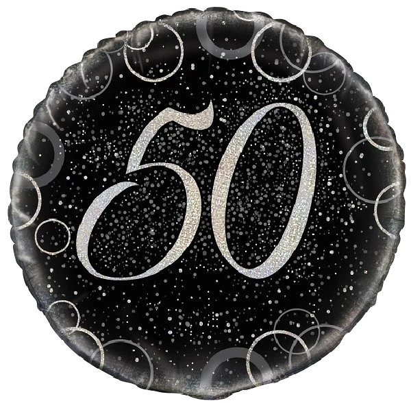 18IN BLACK PRISMATIC 50TH FOIL BALLOON