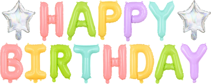 Hbd foil multicoloured star balloon banner