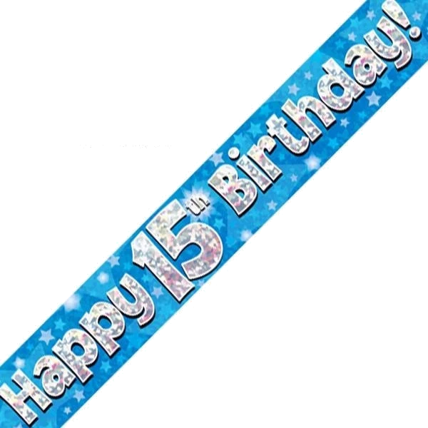 9FT 15TH BIRTHDAY BLUE BANNER
