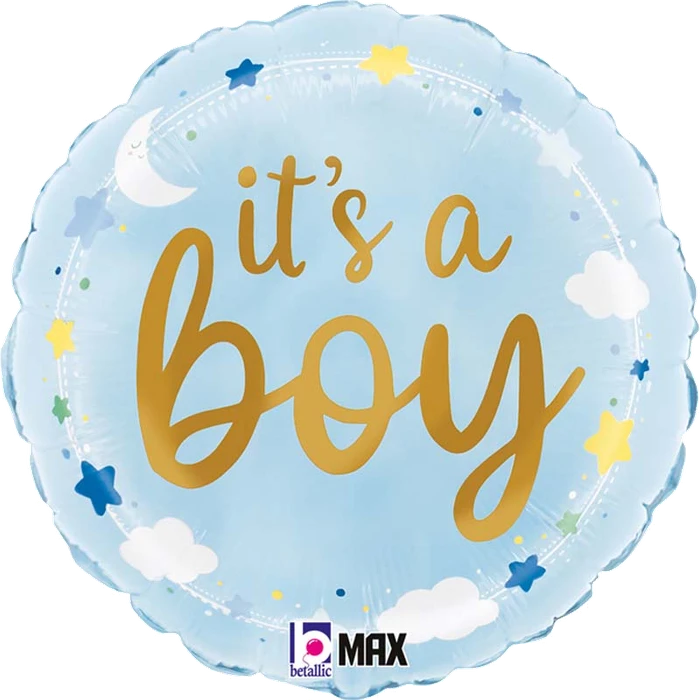 18In ItS A Boy Stars & Clouds Foil Balloon