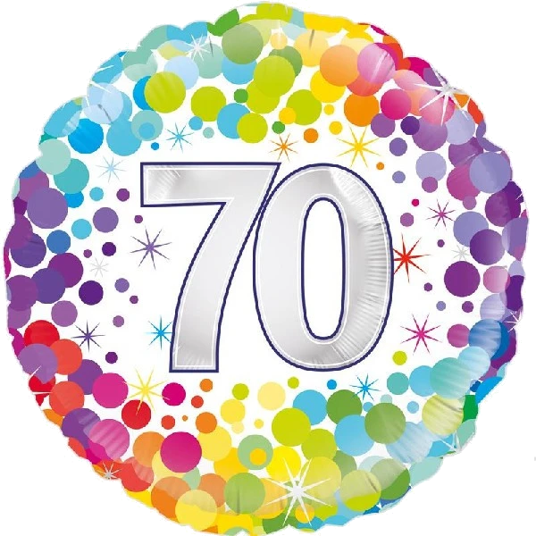 18IN COLOURFUL CONFETTI 70TH B/DAY