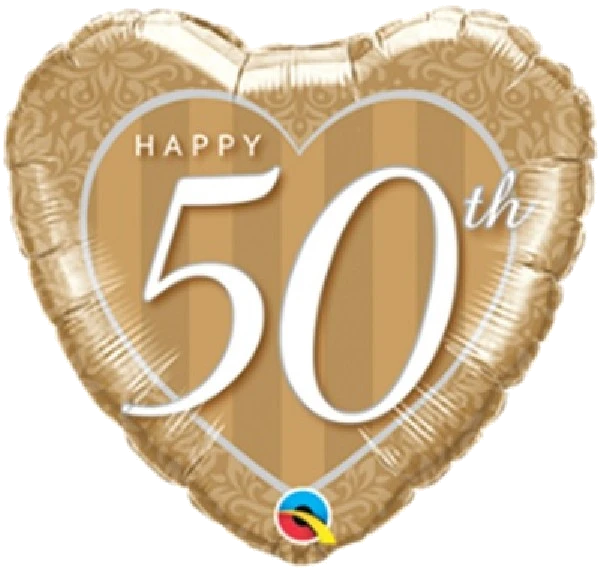 18IN 50TH ANNIVERSARY DAMASK HEART FOIL