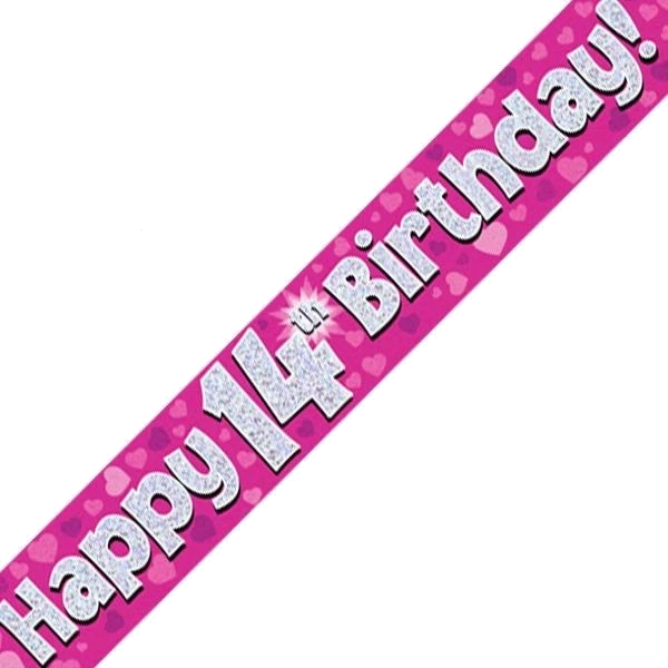 9FT 14TH BIRTHDAY PINK BANNER