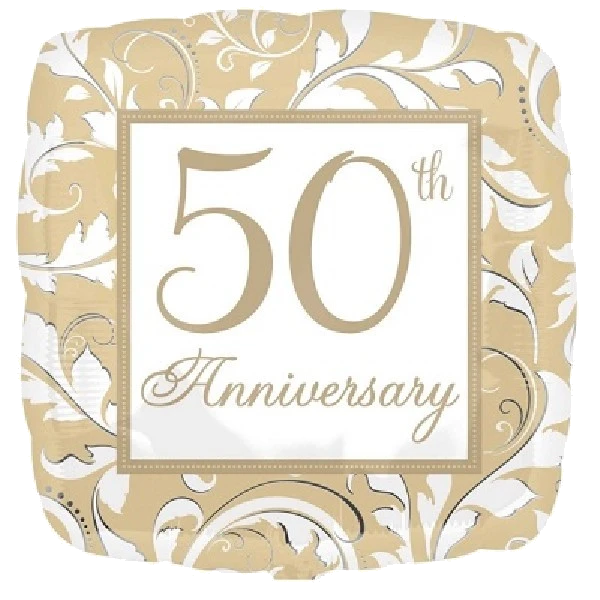 ELEGANT SCROLL 50TH ANNI 18IN FOIL