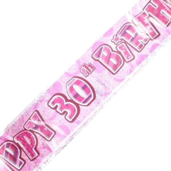 9FT PINK GLITZ 30TH FOIL BANNER