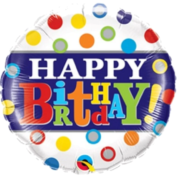 18IN B/DAY BAND & DOTS FOIL BALLOON