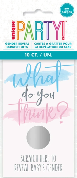 10Pk "Boy" Scratch-Off Gender Reveal Party Game