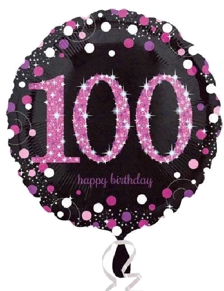 100TH PINK SPARKLES 18IN FOIL
