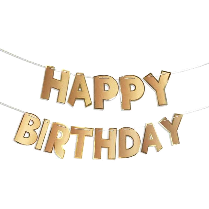3D Effect Gold Happy Birthday Bu