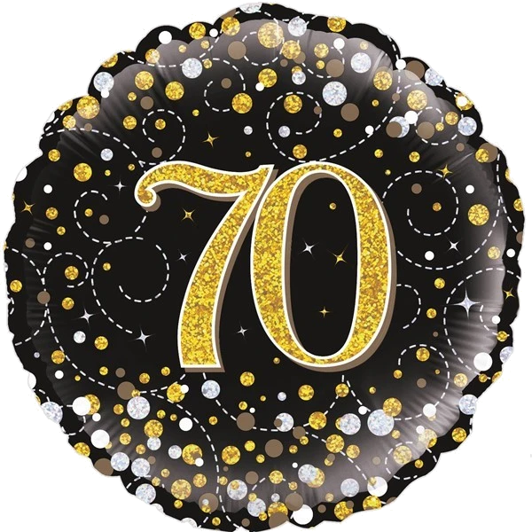 70TH SPARKLING FIZZ BLACK AND GOLD FOIL