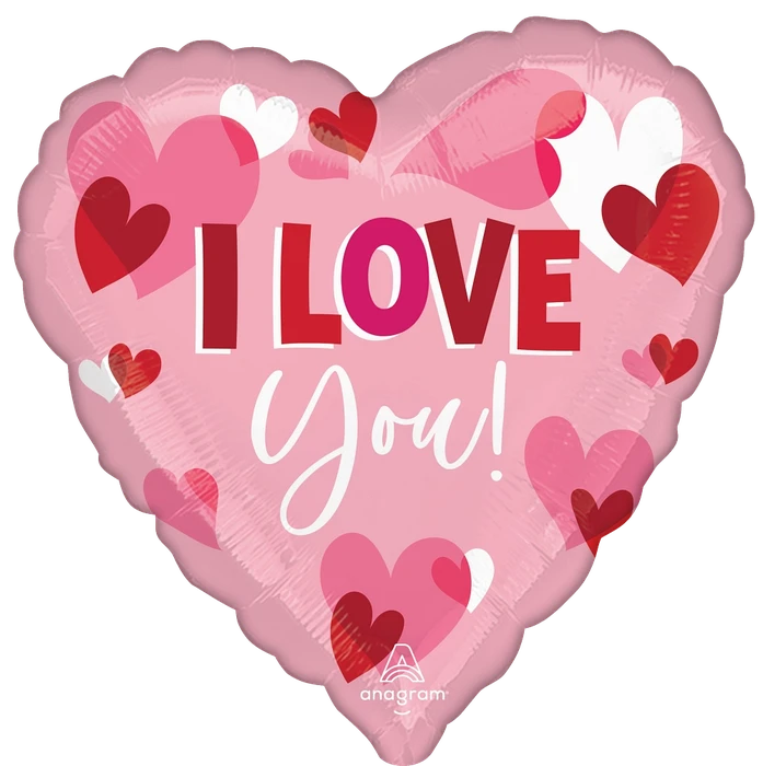 I Love U Playful Hearts Jumbo Foil Balloon