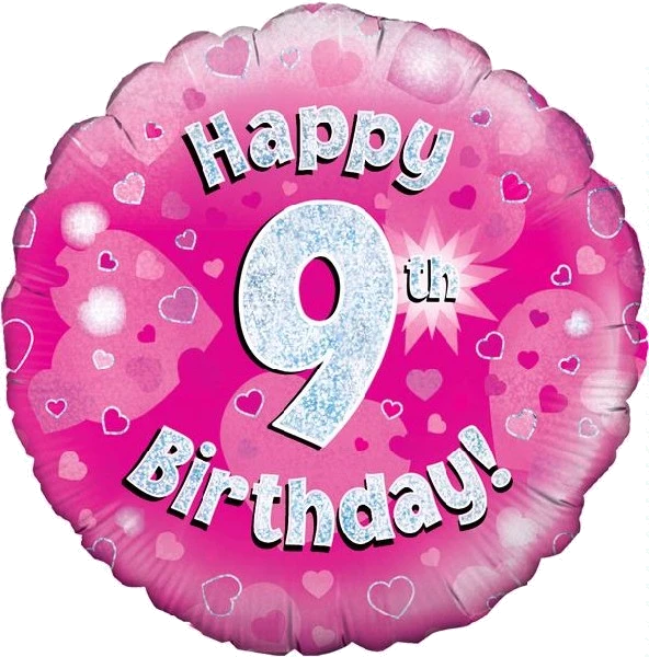 18In Happy 9Th Bday Pink Foil