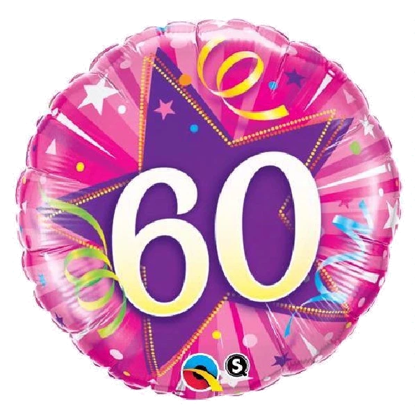 60TH B/DAY PINK 18IN FOIL BALLOON