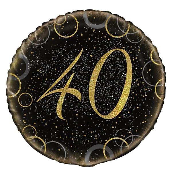 18IN GOLD PRISMATIC 40TH FOIL BALLOON
