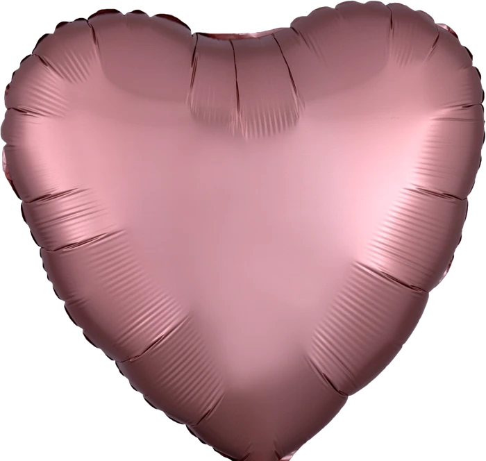 Satin Luxe Rose Copper Heart 18In Foil