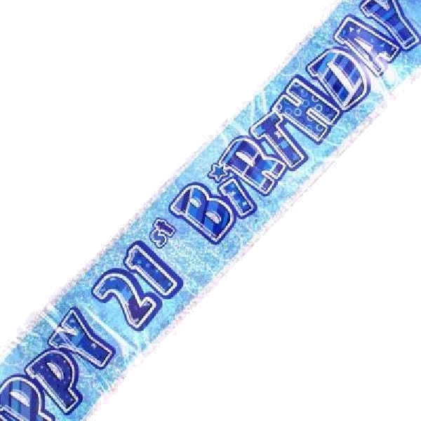 9FT BLUE GLITZ 21ST FOIL BANNER