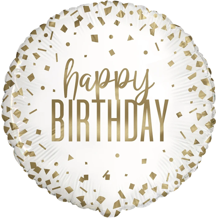 18In Gold Birthday Confettifoil Balloon