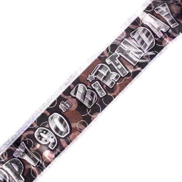 9FT BLACK GLITZ 90TH BANNER